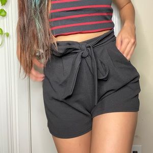 Highrise black adjustable belt shorts